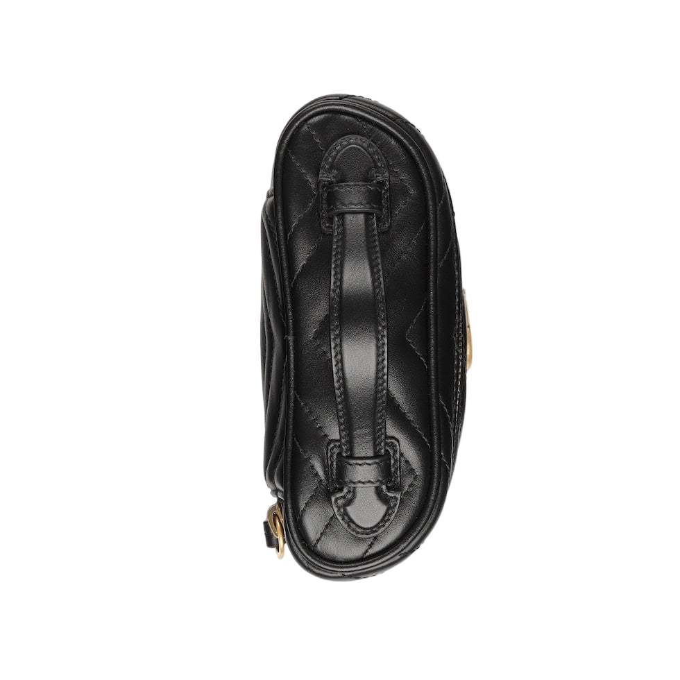 Black leather sandal on a light gray background