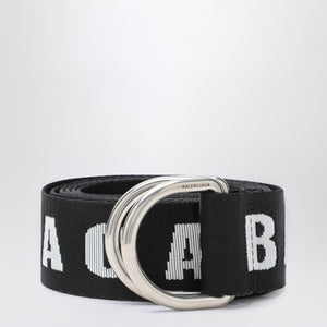 Balenciaga D-Ring belt in black and white canvas
