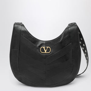 Valentino Garavani Valentino Garavani Medium Hoboho bag in black chevron-pattern nappa