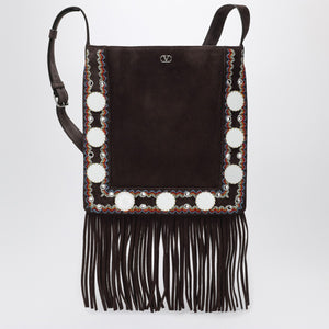 Valentino Garavani Valentino Garavani Nellcôte brown suede bag with fringes