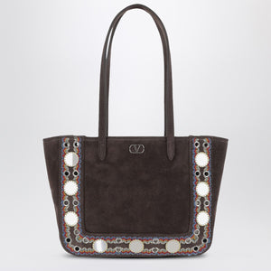 Valentino Garavani Valentino Garavani Mini tote bag Nellcôte in brown suede leather