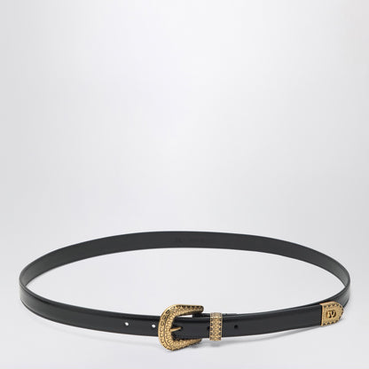 Valentino Garavani Black VLogo Signature belt in polished calfskin