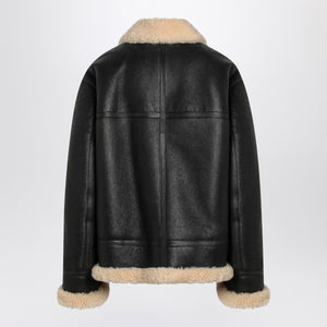 Saint Laurent Black leather and shearling jacket