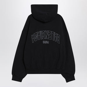 Balenciaga Washed black Flipped Uni Regular Fit zip hoodie