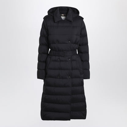 Burberry Black double-breasted padded coat with belt