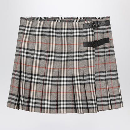 Burberry Grey wool kilt skirt with Check pattern