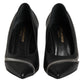 Saint Laurent White Black Leather Pointed Toe Heels Shoes