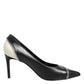 Saint Laurent White Black Leather Pointed Toe Heels Shoes
