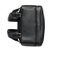 Black leather backpack on a light gray background