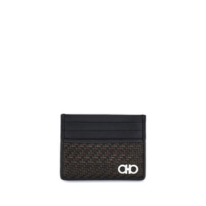 Ferragamo Woven Gancini Card Holder