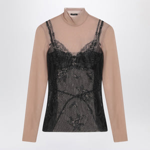 Balenciaga Black and light beige Trompe l''oeil Lingerie top