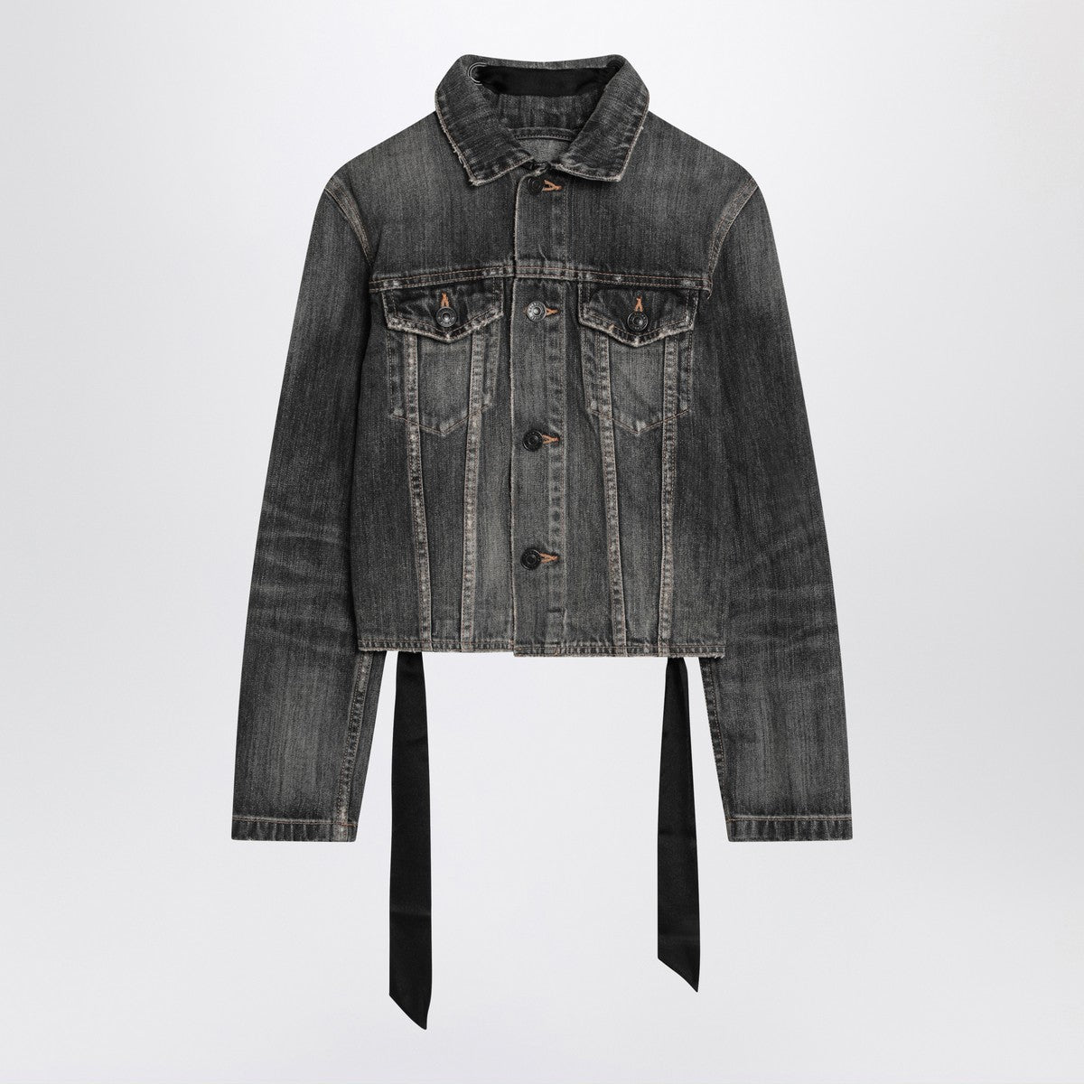 Balenciaga Dark grey denim jacket with laces