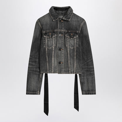 Balenciaga Dark grey denim jacket with laces