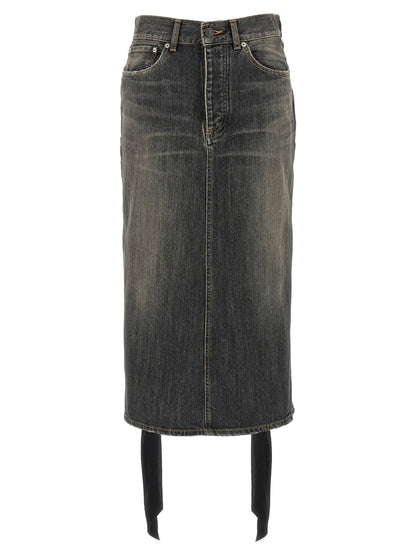 Balenciaga Lace Up Denim Skirt