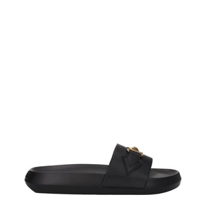 Versace Black Leather Slippers Sandals