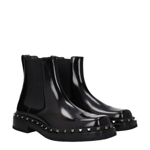 Valentino Garavani Black Leather Ankle Boots