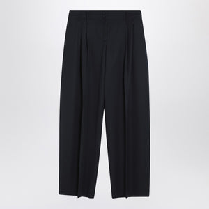 Alexander McQueen Wide navy blue wool trousers