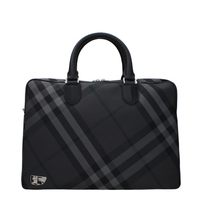 Burberry Gray Fabric Business And Laptop Bag