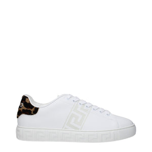 Versace Greca Pony Effect Leather Low Tops Sneakers White