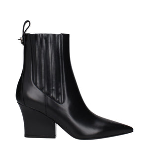 Valentino Garavani Black Leather Ankle Boots