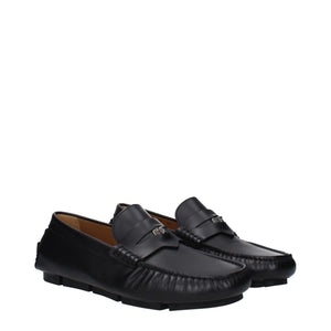 Versace Medusa Leather Slip-On Loafers Black
