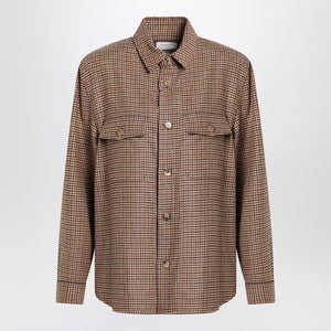 Saint Laurent Overshirt in beige/brown/black houndstooth