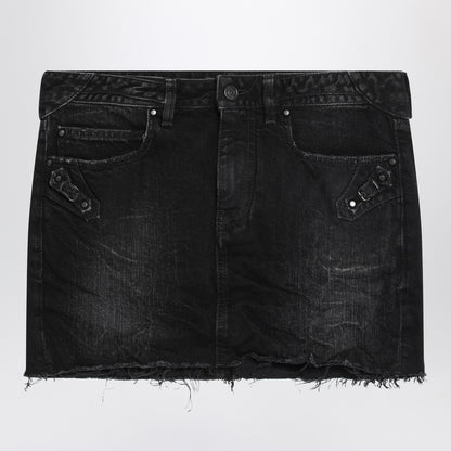 Balenciaga Balenciaga Washed black City mini denim skirt