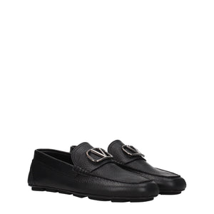 Valentino Garavani Black Leather Slip-On Loafers
