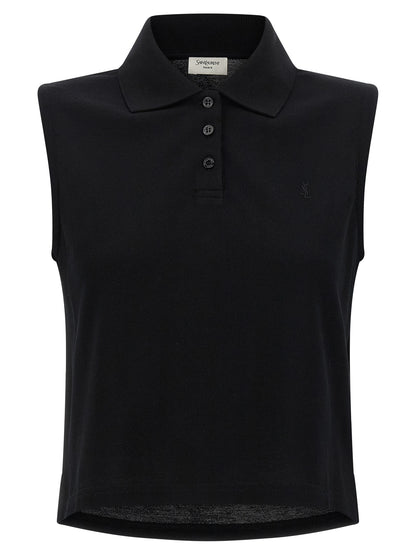 Saint Laurent Cassandre Embroidered Polo Shirt