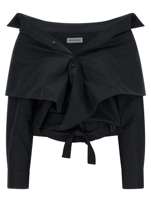 Balenciaga Crop Shirt Off The Shoulder