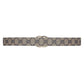 Beige belt with Gucci monogram pattern on a white background