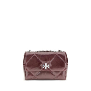 Quilted handbag with a brand logo on a white background