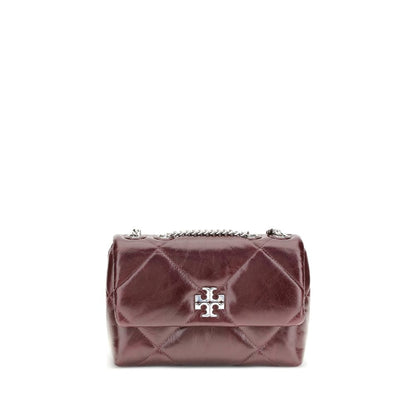 Quilted handbag with a brand logo on a white background