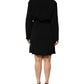 Emporio Armani Black Viscose Blend Shirt Style Belted  Dress