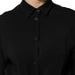 Emporio Armani Black Viscose Blend Shirt Style Belted  Dress
