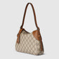 Gucci Emblem Small Shoulder Bag Beige Brown