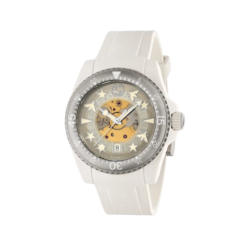 Watch with a detailed face on a light gray background