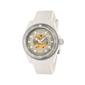 Watch with a detailed face on a light gray background