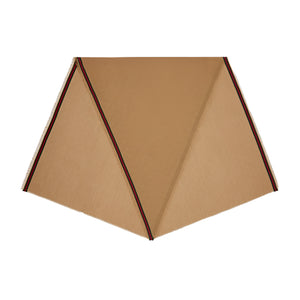 Brown geometric shape with red border on a white background