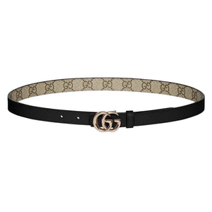 Black belt with beigeGG logo on a light gray background