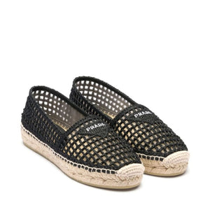 Prada Logo-Plaque Raffia Espadrilles