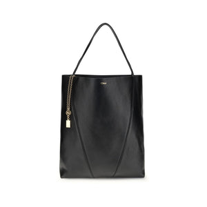 Chloé Spin Large Leather Tote Bag Black