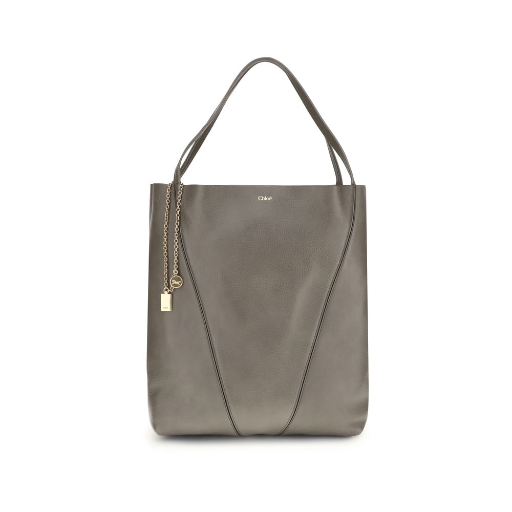 Chloé Spin Large Leather Tote Bag Green