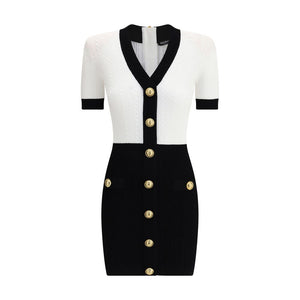 Balmain Braided pattern midi Dress