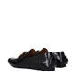 Versace Croc-Effect Leather Slip-On Loafers Black