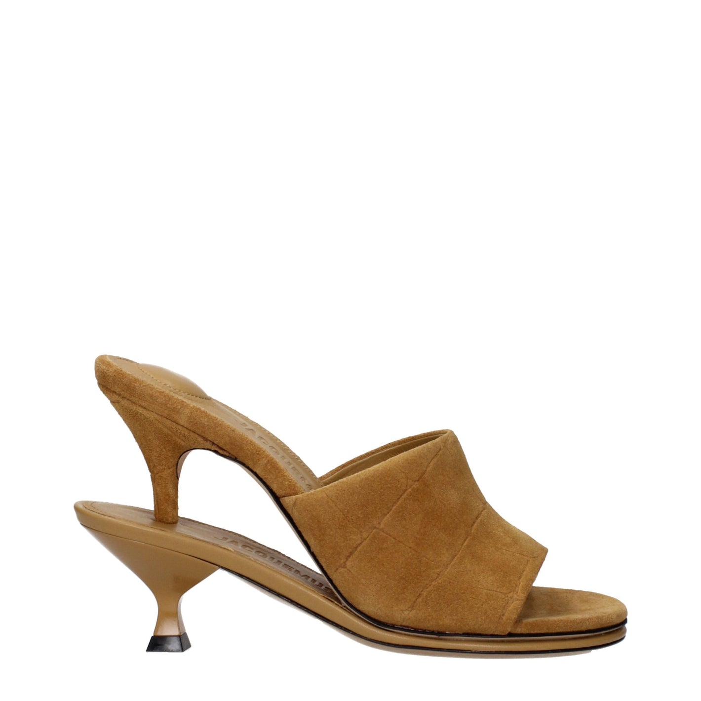 Jacquemus Suede Leather Stiletto Heels Sandals Light Brown