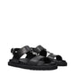 Versace Medusa Black Leather Flat Sandals