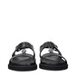 Versace Medusa Black Leather Flat Sandals