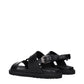 Versace Medusa Black Leather Flat Sandals