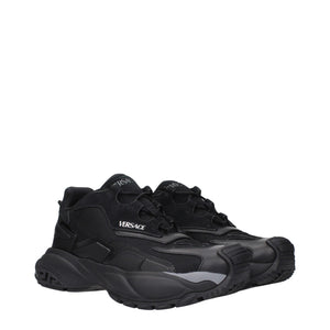 Versace Black Fabric Athletic Sneakers Black
